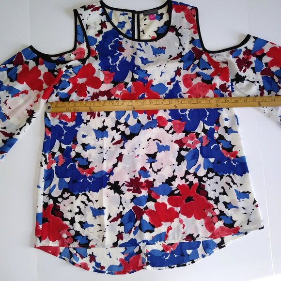 Vince Camuto Nautical Bloom Women's Cold Shoulder Multicolor Blouse Top- Size S - Picture 6 of 9